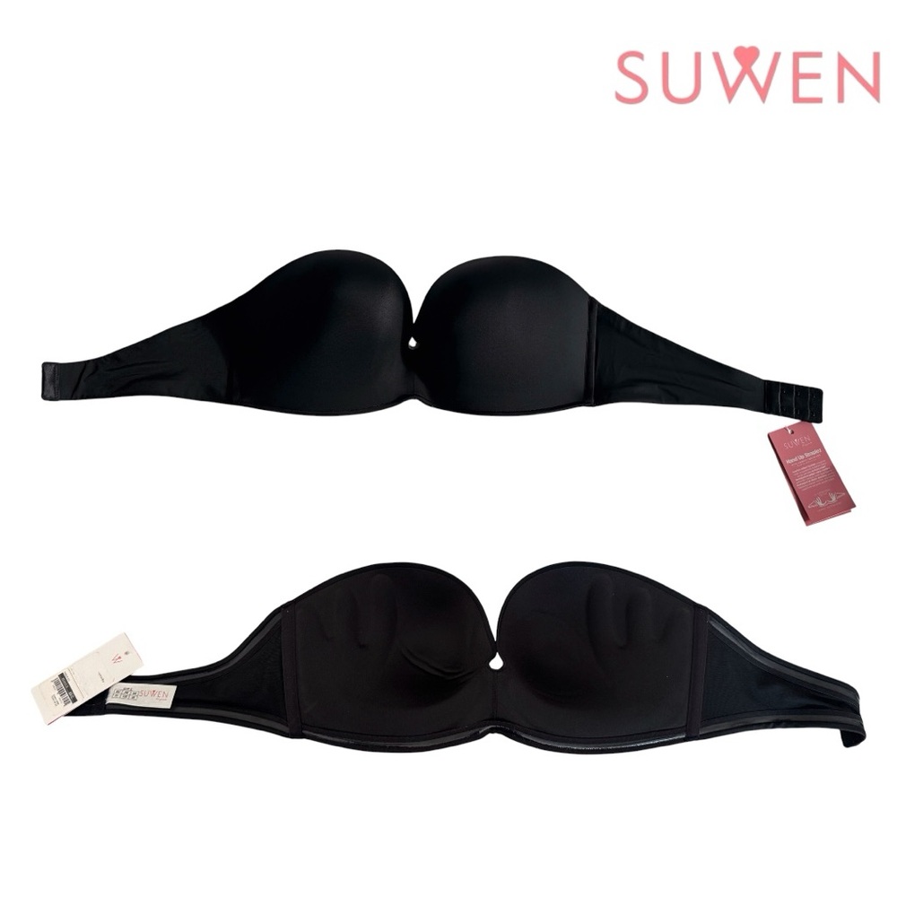 SUWEN Strapless Black Seamless Adhesive Bandeau Bra - Picture 5 of 9